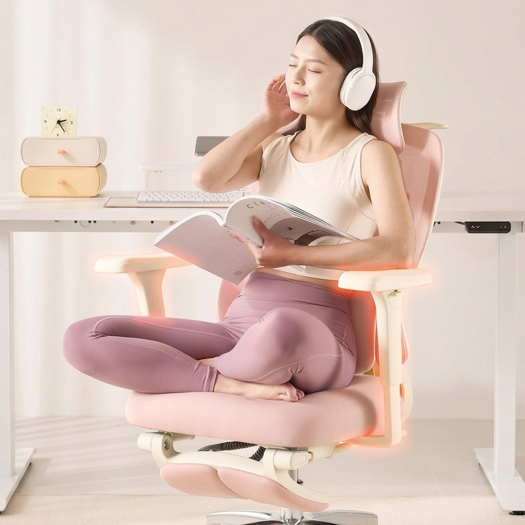 YZ1001 - Chaise de bureau ergonomique rose