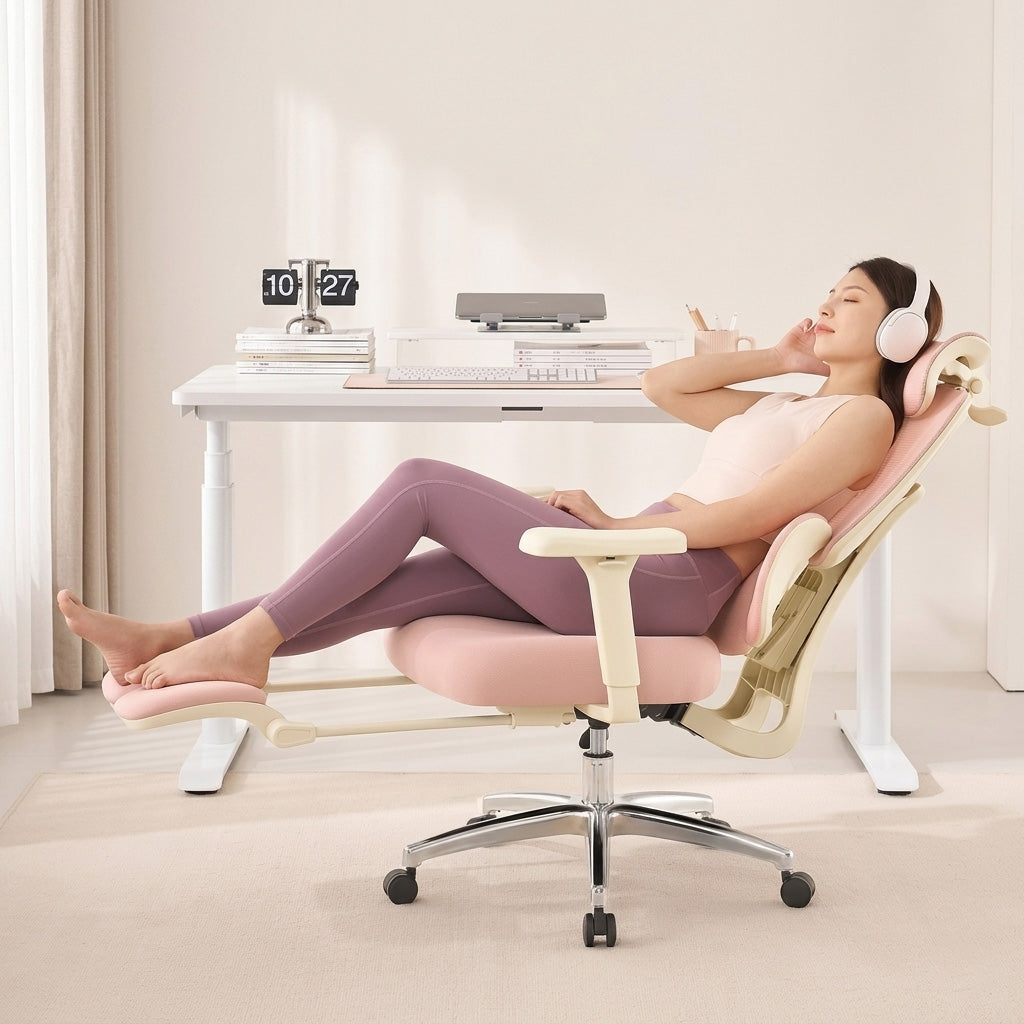 YZ1001 - Chaise de bureau ergonomique rose