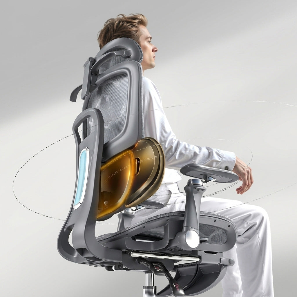 YZ1002 - Chaise de bureau ergonomique grise