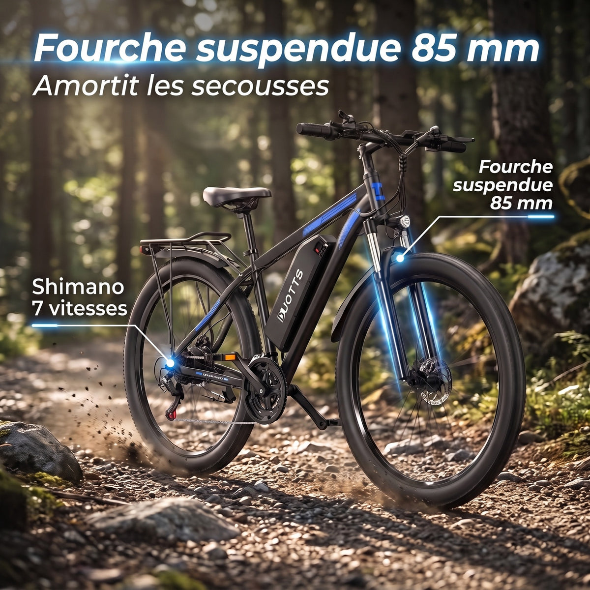 85mm前叉避震与Shimano 7速变速